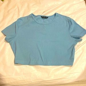 blue crop top